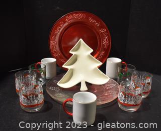 Red,White and Clear Christmas Servers, Mugs & More 
